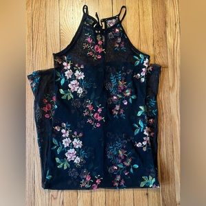 One of a kind mesh, floral embroidered cover-up!